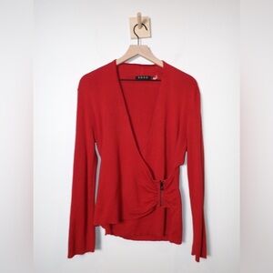 Zozo Women’s Copper Faux Wrap Zipper Detail Copper Sweater size L